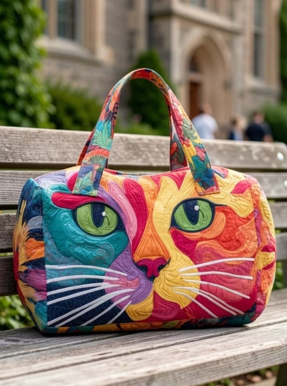 Cat Duffle Bag-Quilted Travel Bag. 8"x8"x16" Flat Quilted/NOT Raised Quilted. NW